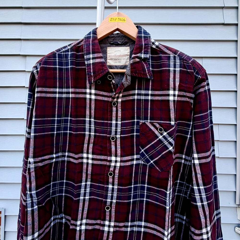 Weatherproof Vintage Flannel Shirt Size XL Red Plaid Button Down